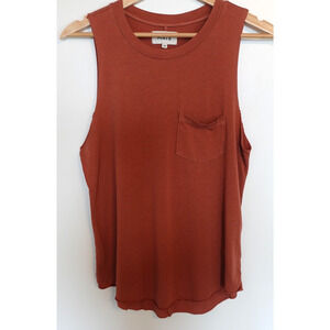 MATE‎ Tank Top Sleeveless Womens XS Rust Organic Cotton Tencel Pocket Soft USA